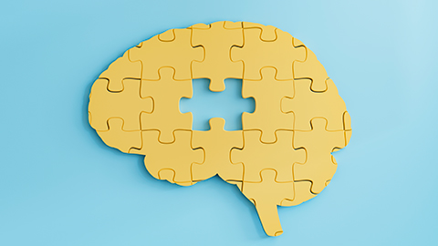 Image of a puzzle shaped like a brain with a missing piece.