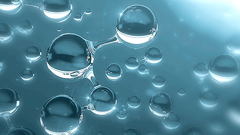Molecule inside Liquid Bubble on DNA water splash background.