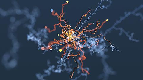 3D animated image of abstract curly tendrils.